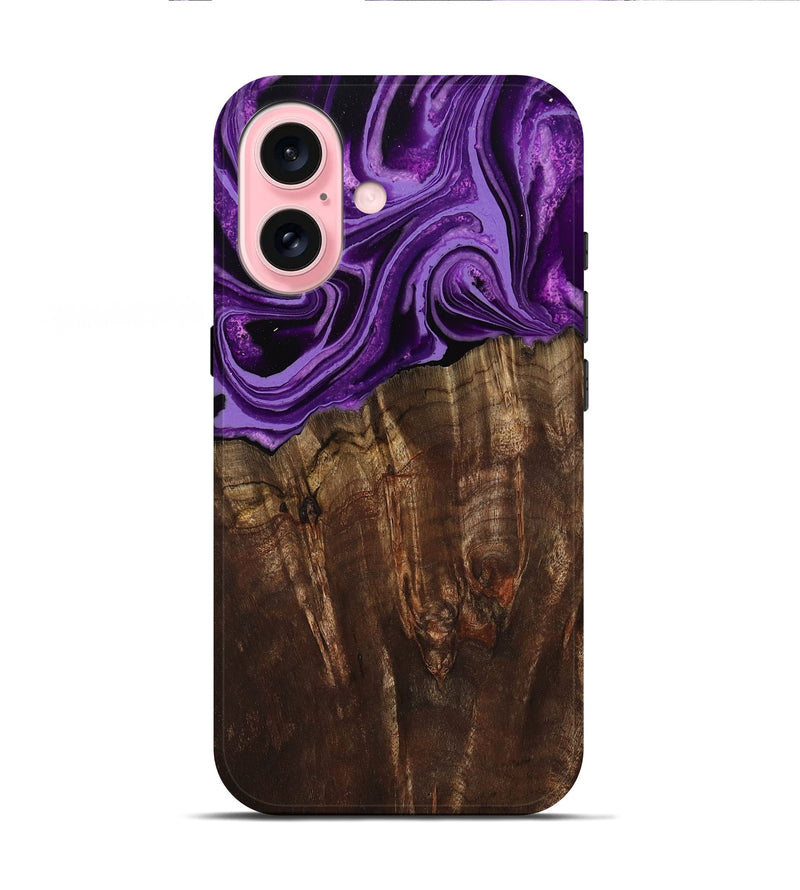 iPhone 16 Wood Live Edge Phone Case - Hellen (Purple, 799688)