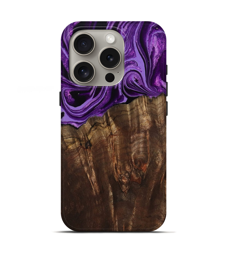 iPhone 16 Pro Wood Live Edge Phone Case - Hellen (Purple, 799688)