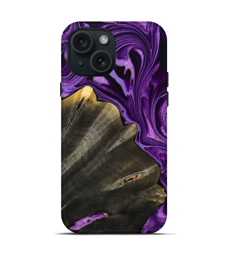 iPhone 15 Wood Live Edge Phone Case - Toccara (Purple, 799689)