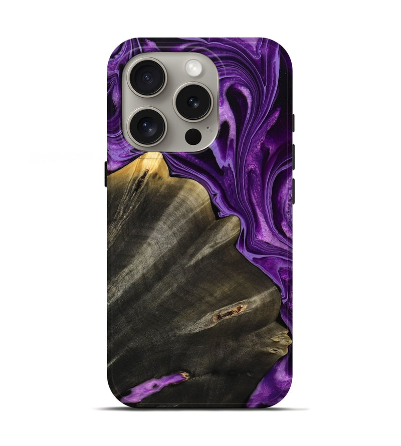 iPhone 16 Pro Wood Live Edge Phone Case - Toccara (Purple, 799689)