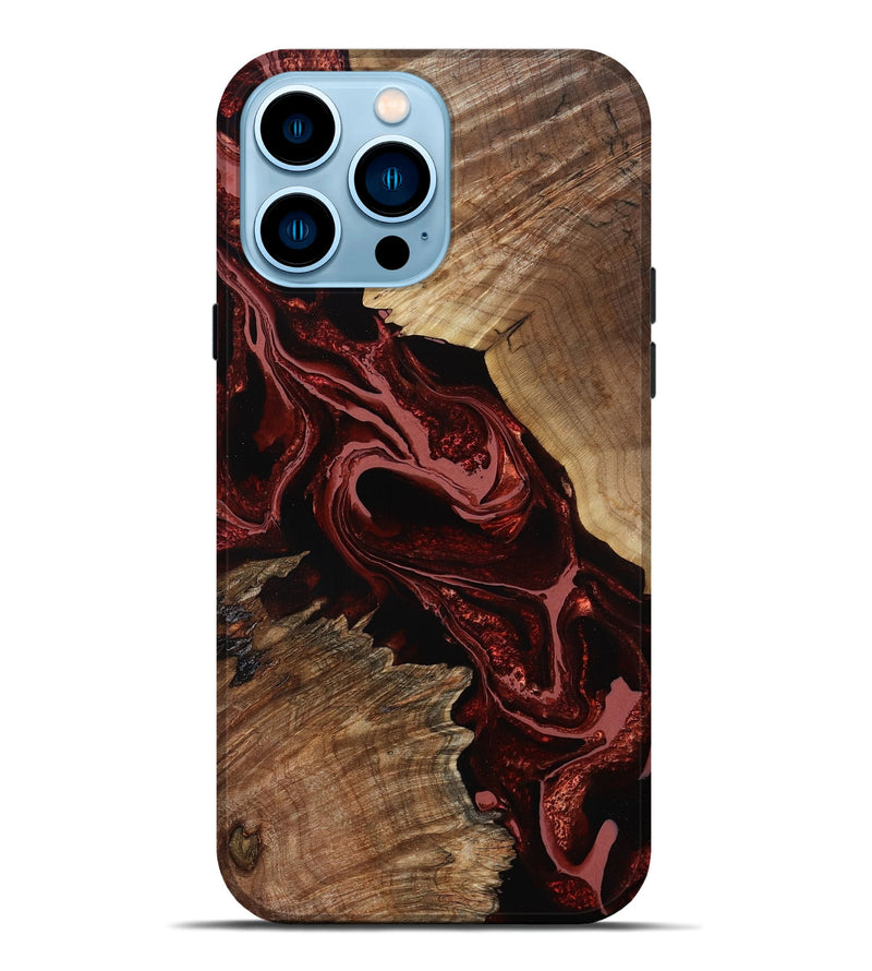 iPhone 14 Pro Max Wood Live Edge Phone Case - Brandyn (Red, 799697)