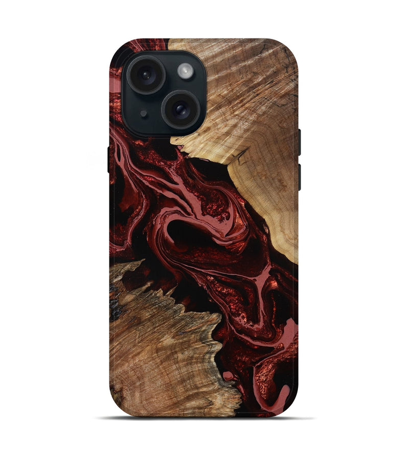 iPhone 15 Wood Live Edge Phone Case - Brandyn (Red, 799697)