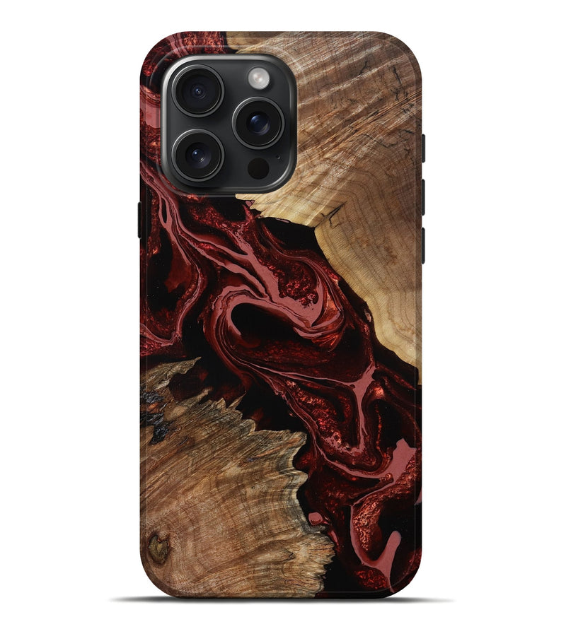 iPhone 16 Pro Max Wood Live Edge Phone Case - Brandyn (Red, 799697)