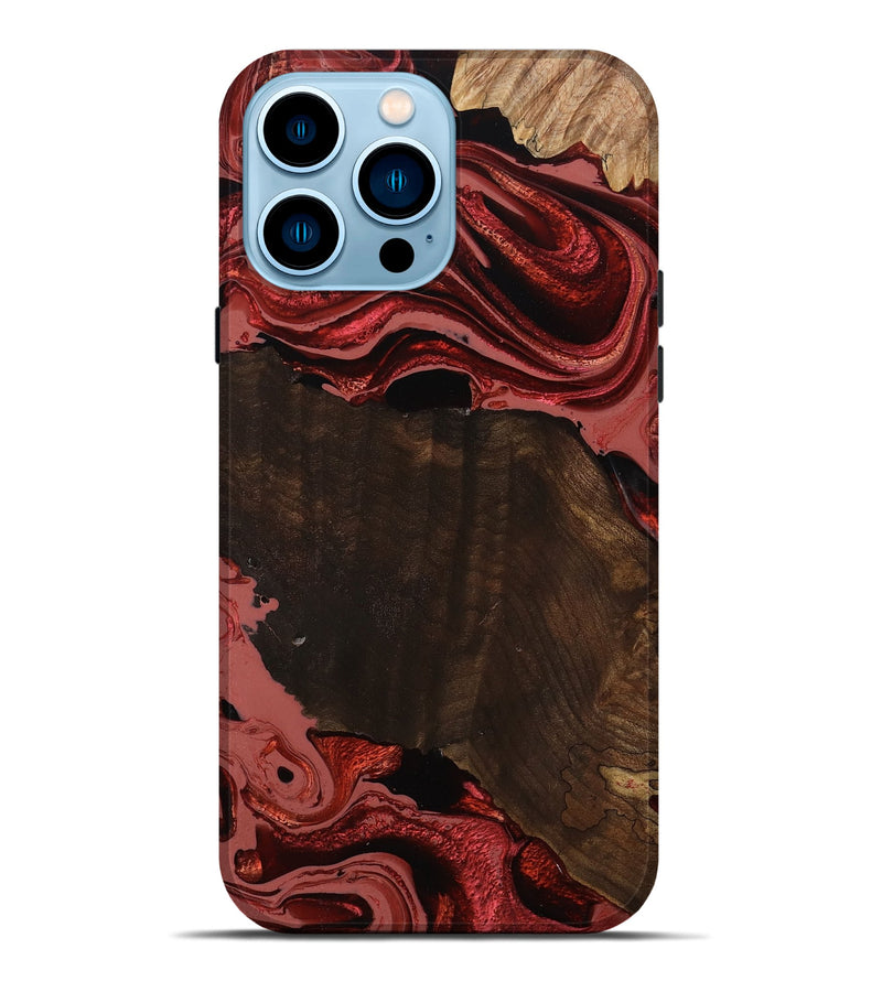 iPhone 14 Pro Max Wood Live Edge Phone Case - Beyonce (Red, 799698)