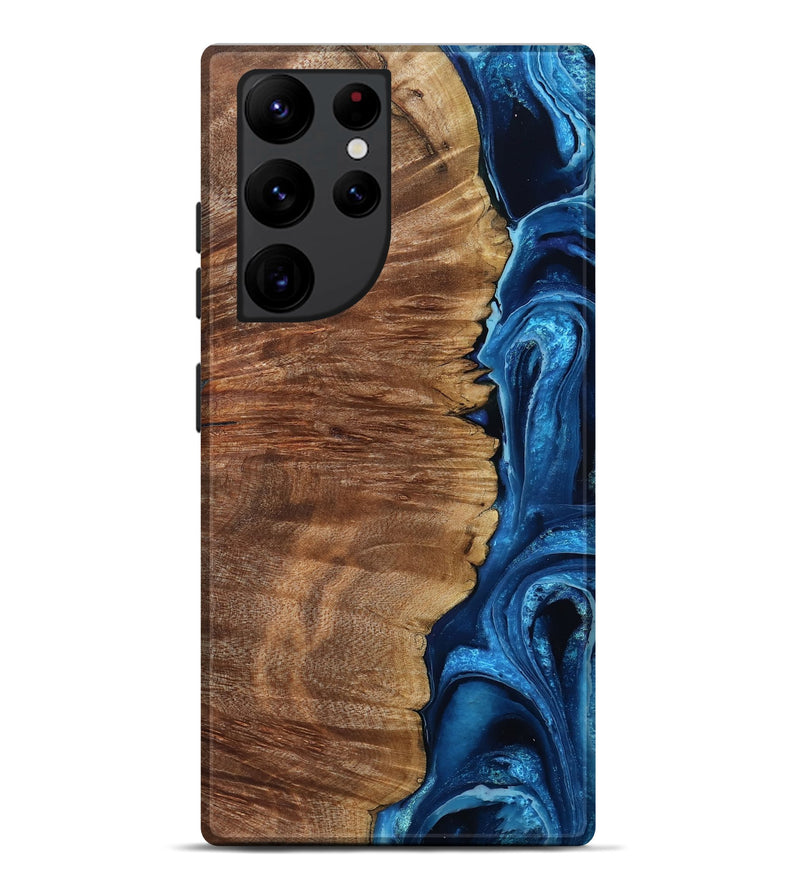 Galaxy S22 Ultra Wood Live Edge Phone Case - Alfreda (Blue, 799699)