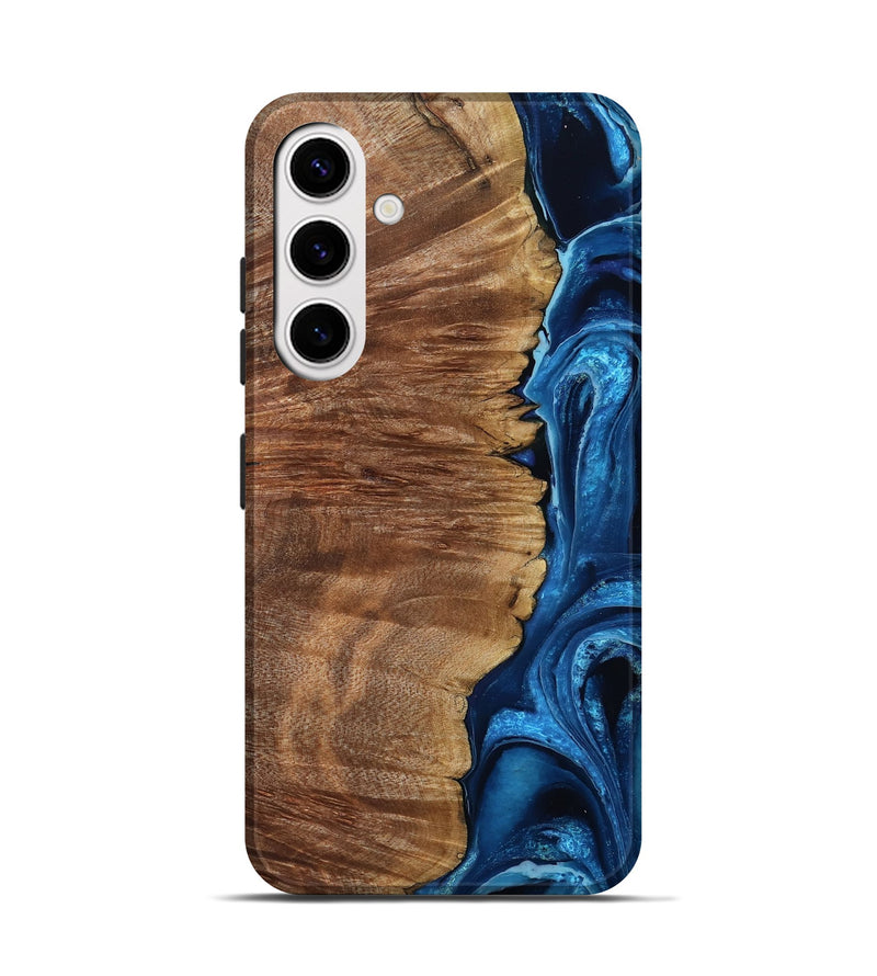 Galaxy S25 Wood Live Edge Phone Case - Alfreda (Blue, 799699)