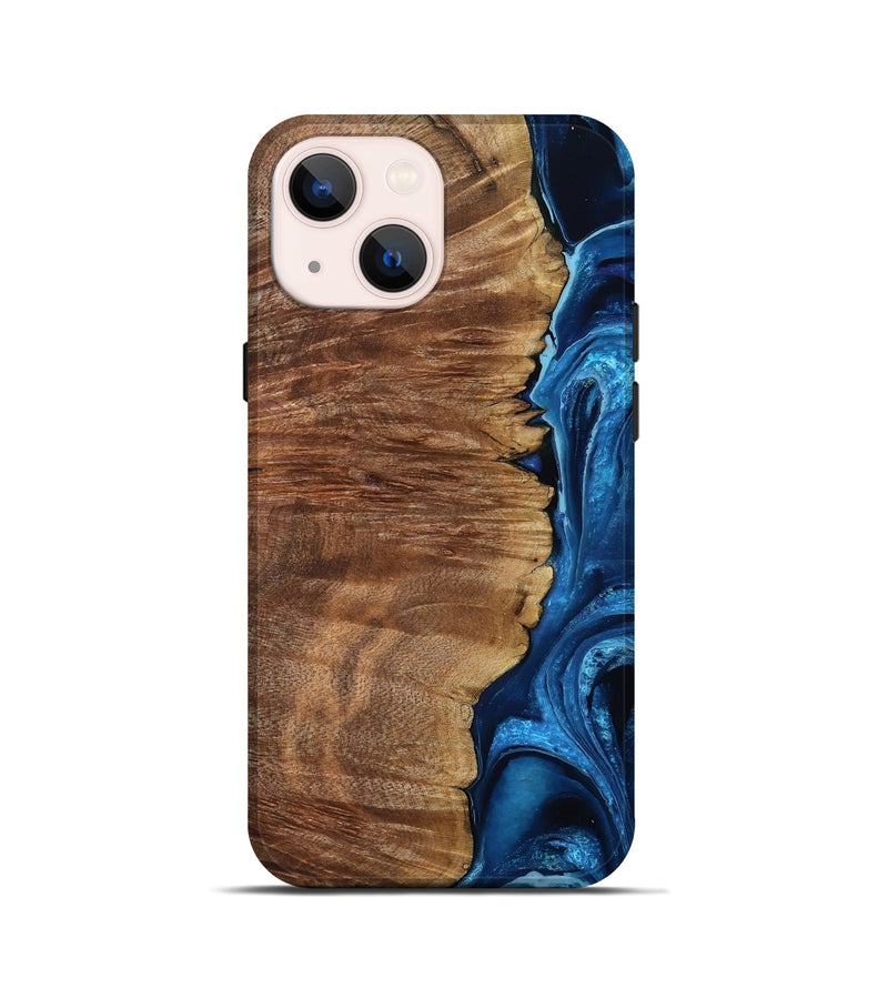 iPhone 13 mini Wood Live Edge Phone Case - Alfreda (Blue, 799699)