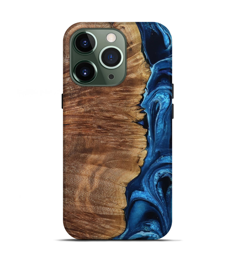 iPhone 13 Pro Wood Live Edge Phone Case - Alfreda (Blue, 799699)