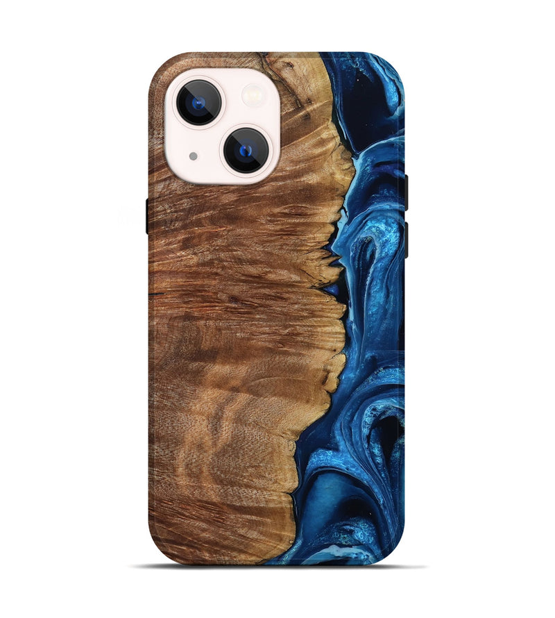 iPhone 14 Wood Live Edge Phone Case - Alfreda (Blue, 799699)