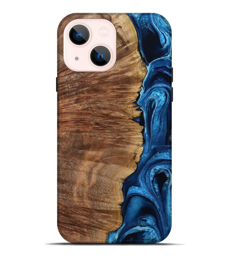 iPhone 14 Plus Wood Live Edge Phone Case - Alfreda (Blue, 799699)