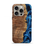iPhone 16 Pro Wood Live Edge Phone Case - Alfreda (Blue, 799699)