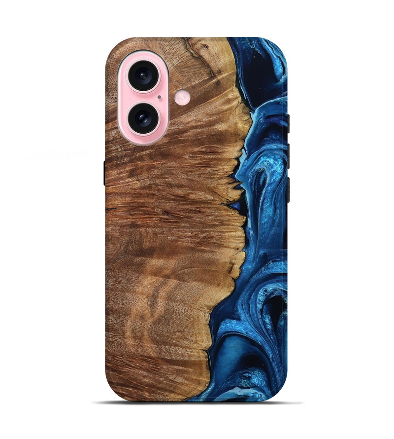 iPhone 17 Wood Live Edge Phone Case - Alfreda (Blue, 799699)