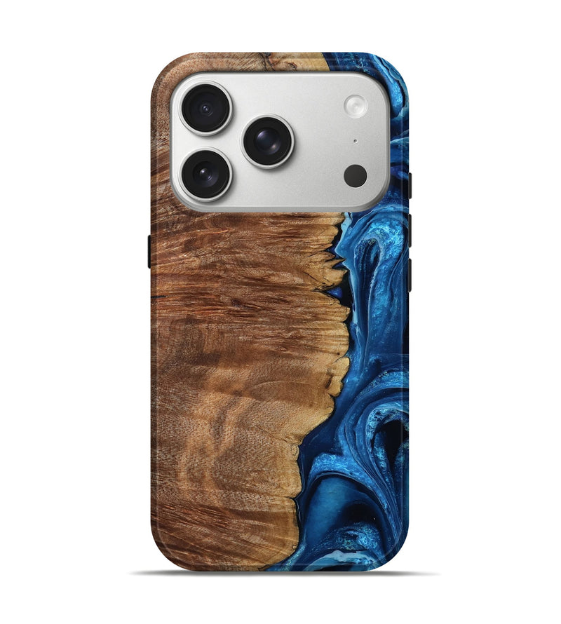 iPhone 17 Pro Wood Live Edge Phone Case - Alfreda (Blue, 799699)