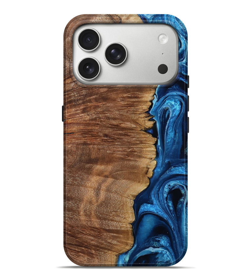 iPhone 17 Pro Max Wood Live Edge Phone Case - Alfreda (Blue, 799699)