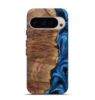 Pixel 9 Pro Wood Live Edge Phone Case - Alfreda (Blue, 799699)