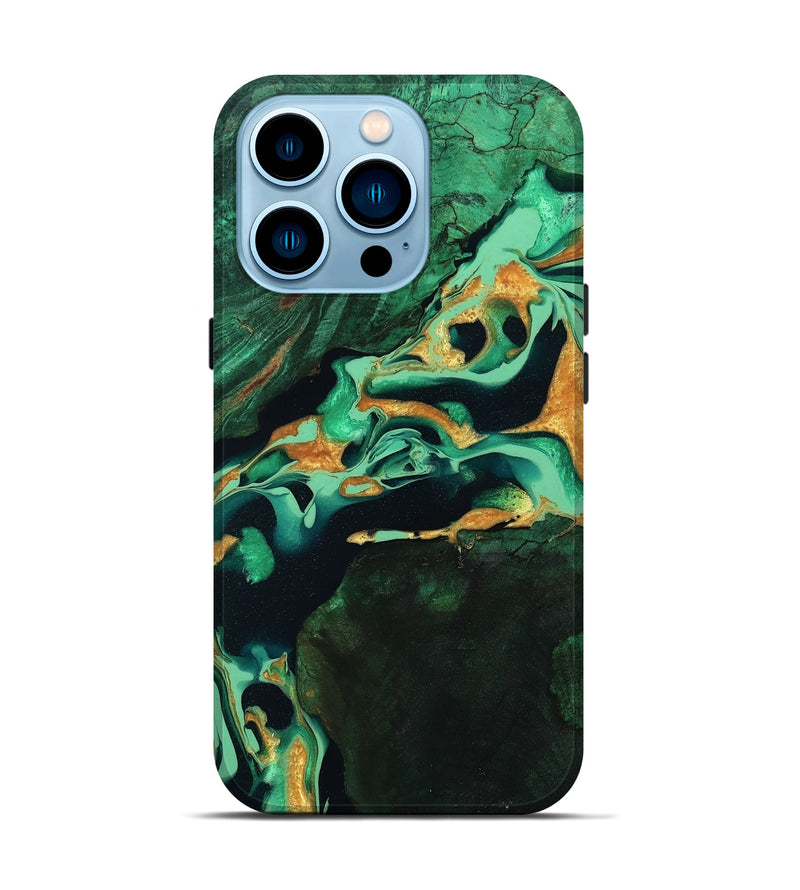 iPhone 14 Pro Wood Live Edge Phone Case - Roland (Green, 799701)