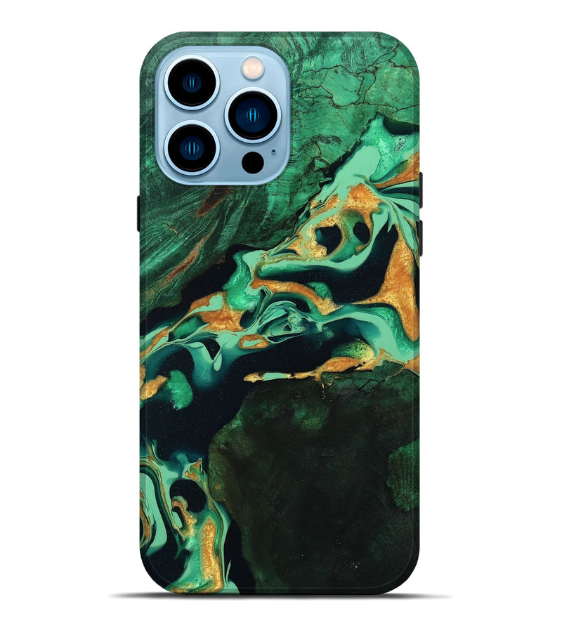 iPhone 14 Pro Max Wood Live Edge Phone Case - Roland (Green, 799701)
