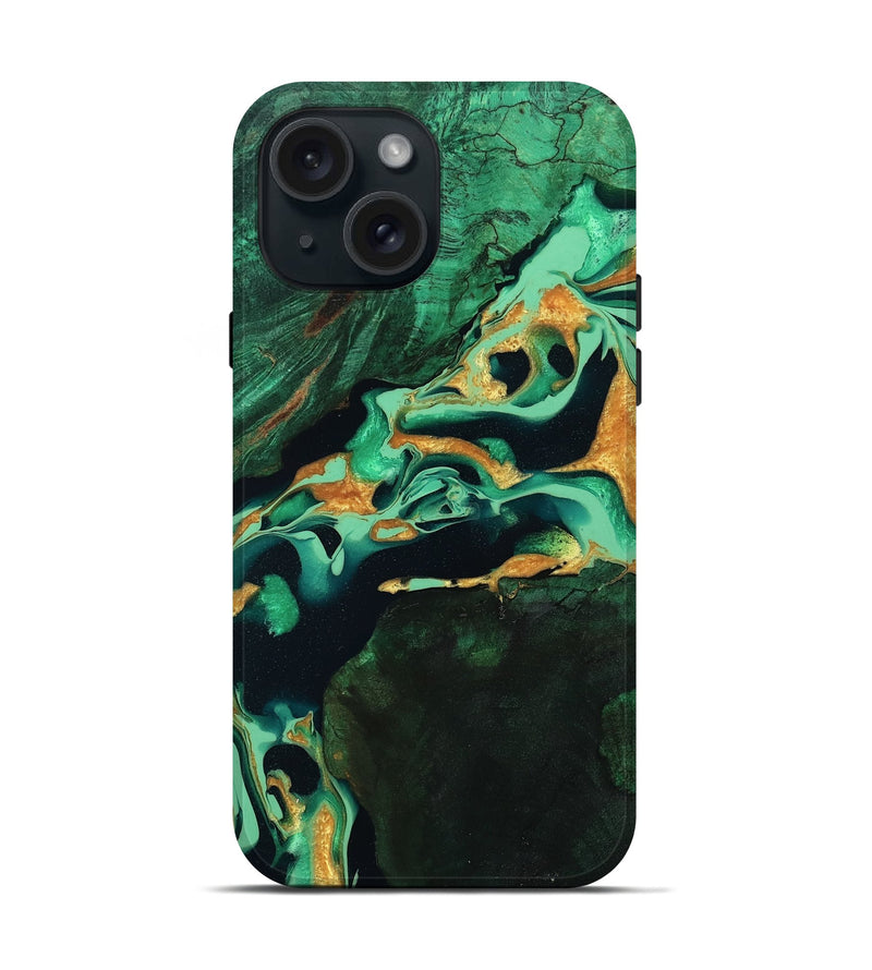 iPhone 15 Wood Live Edge Phone Case - Roland (Green, 799701)