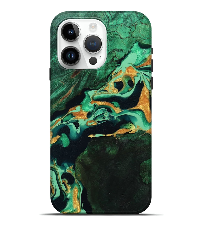 iPhone 15 Pro Max Wood Live Edge Phone Case - Roland (Green, 799701)
