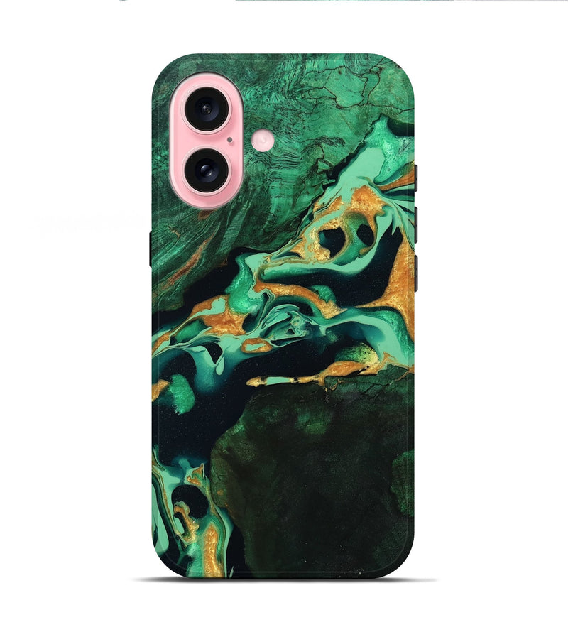iPhone 16 Wood Live Edge Phone Case - Roland (Green, 799701)