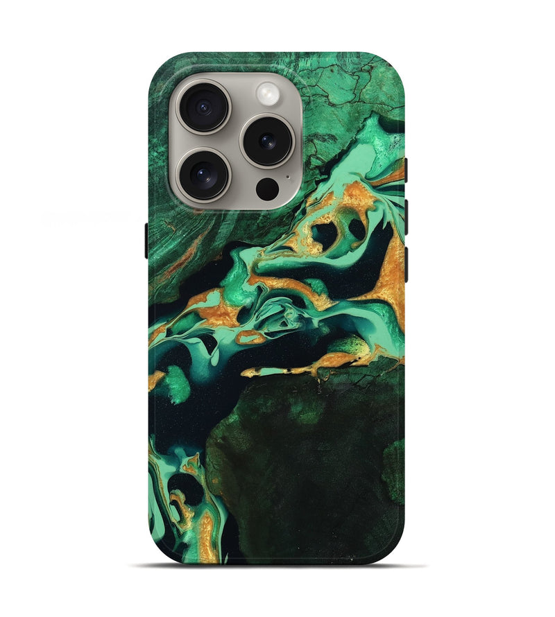 iPhone 16 Pro Wood Live Edge Phone Case - Roland (Green, 799701)