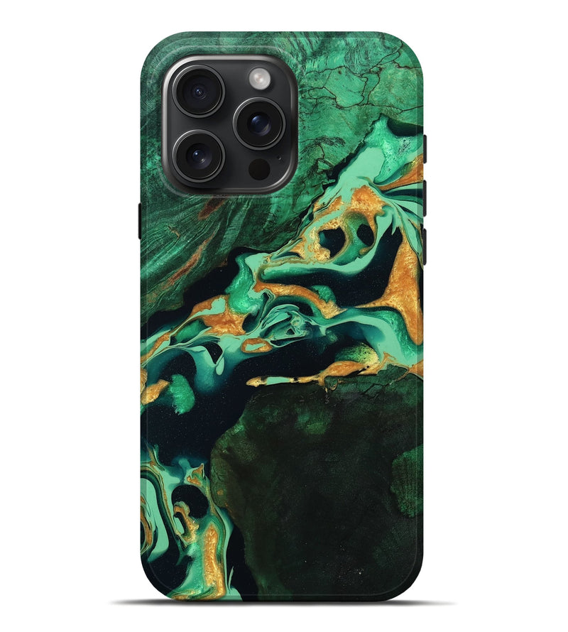 iPhone 16 Pro Max Wood Live Edge Phone Case - Roland (Green, 799701)