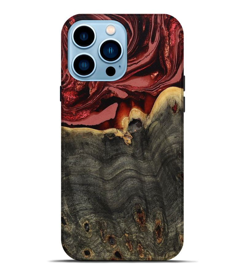 iPhone 14 Pro Max Wood Live Edge Phone Case - Darleen (Red, 799706)