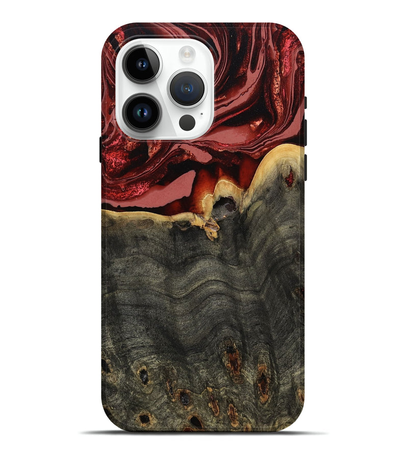 iPhone 15 Pro Max Wood Live Edge Phone Case - Darleen (Red, 799706)