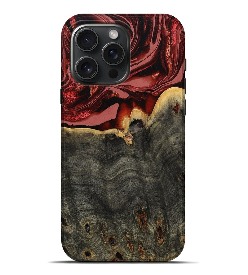 iPhone 16 Pro Max Wood Live Edge Phone Case - Darleen (Red, 799706)