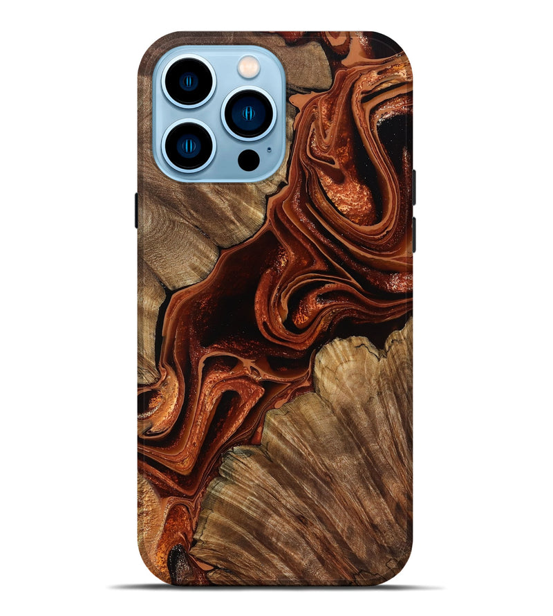 iPhone 14 Pro Max Wood Live Edge Phone Case - Melisa (Red, 799707)
