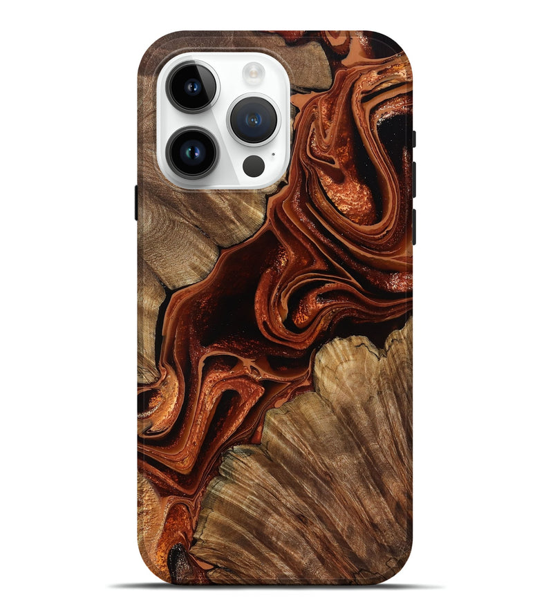 iPhone 15 Pro Max Wood Live Edge Phone Case - Melisa (Red, 799707)