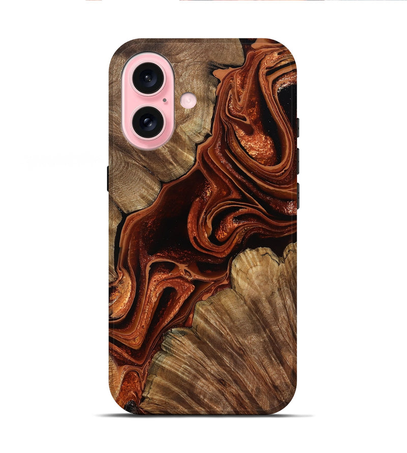 iPhone 16 Wood Live Edge Phone Case - Melisa (Red, 799707)