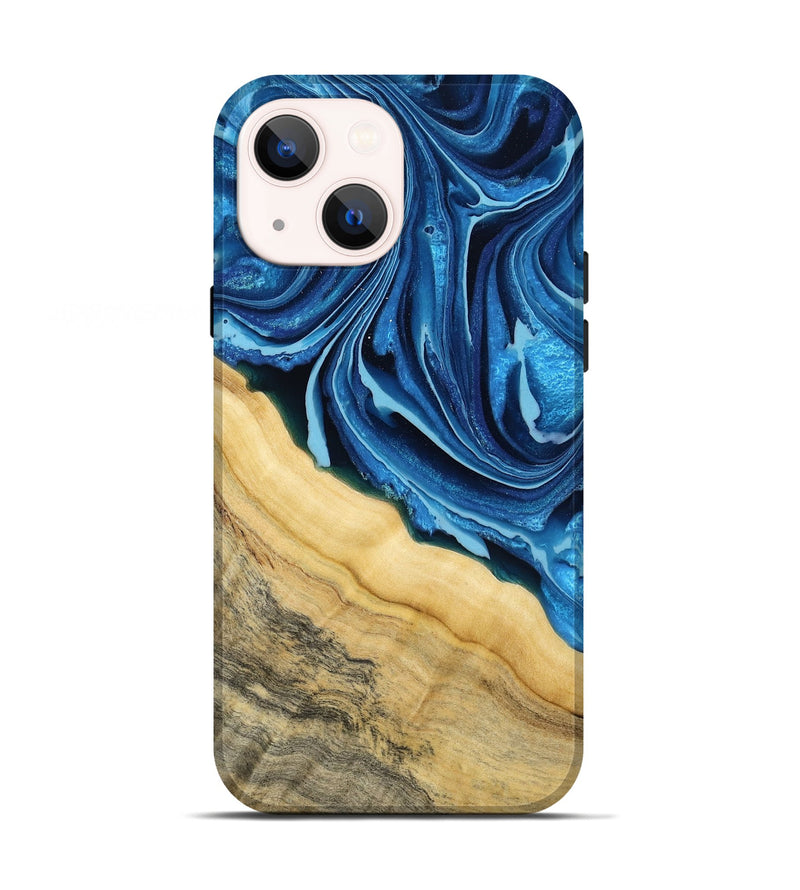 iPhone 13 Wood Live Edge Phone Case - Allison (Blue, 799708)