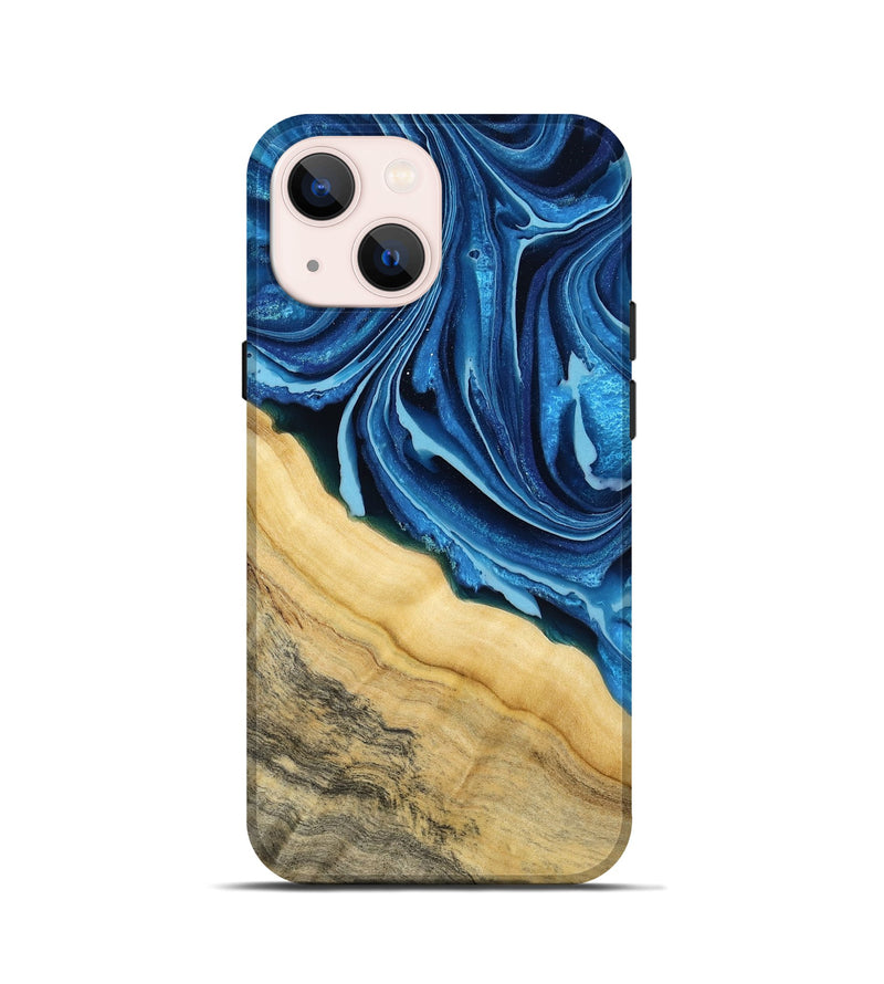 iPhone 13 mini Wood Live Edge Phone Case - Allison (Blue, 799708)