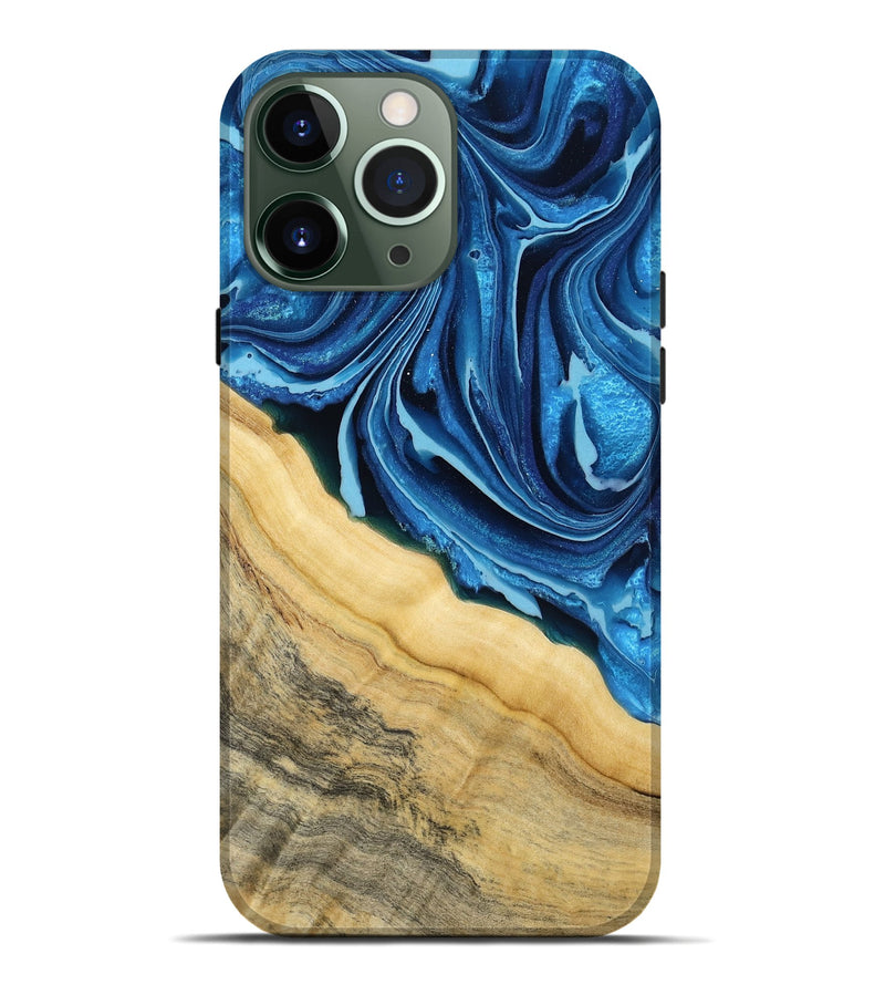 iPhone 13 Pro Max Wood Live Edge Phone Case - Allison (Blue, 799708)