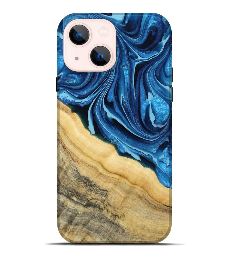 iPhone 14 Plus Wood Live Edge Phone Case - Allison (Blue, 799708)
