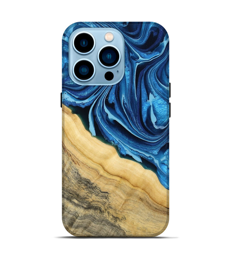 iPhone 14 Pro Wood Live Edge Phone Case - Allison (Blue, 799708)