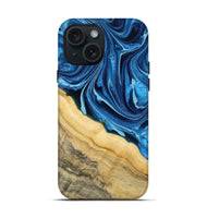 iPhone 15 Wood Live Edge Phone Case - Allison (Blue, 799708)