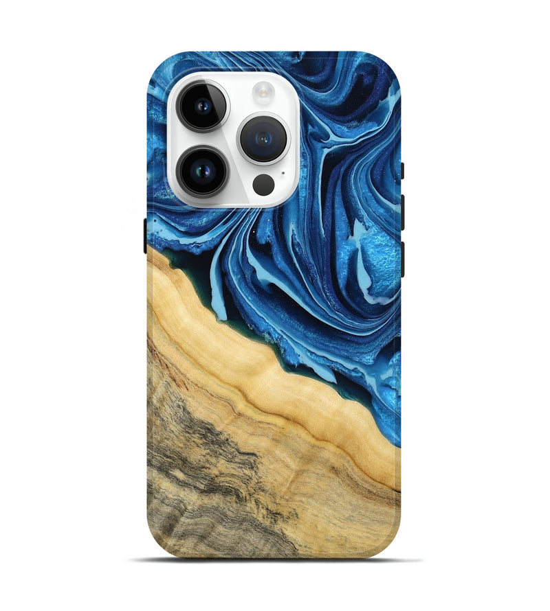 iPhone 15 Pro Wood Live Edge Phone Case - Allison (Blue, 799708)
