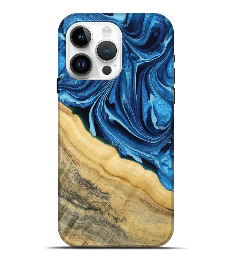 iPhone 15 Pro Max Wood Live Edge Phone Case - Allison (Blue, 799708)