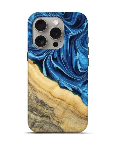 iPhone 16 Pro Wood Live Edge Phone Case - Allison (Blue, 799708)