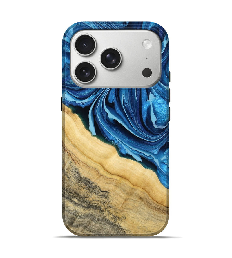 iPhone 17 Pro Wood Live Edge Phone Case - Allison (Blue, 799708)