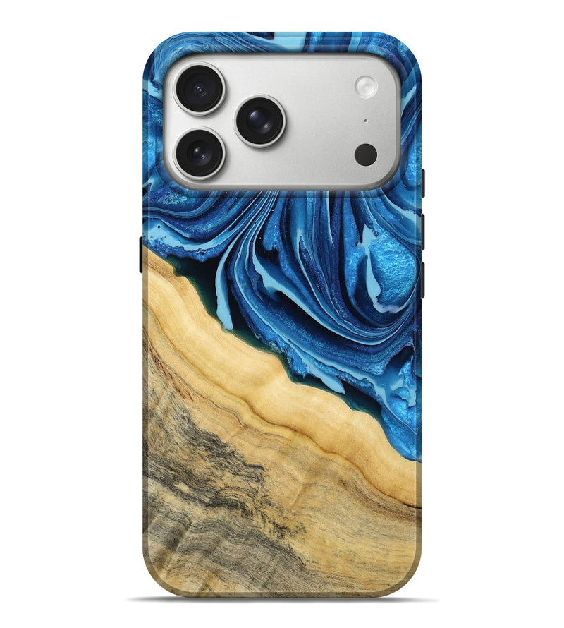 iPhone 17 Pro Max Wood Live Edge Phone Case - Allison (Blue, 799708)