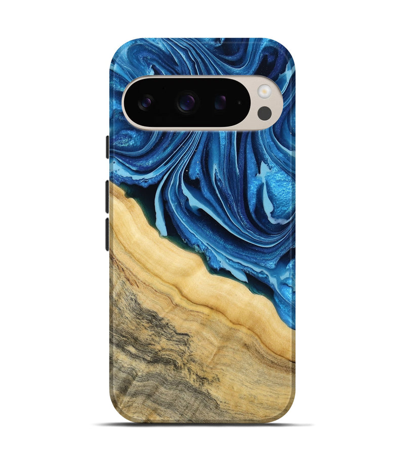 Pixel 9 Wood Live Edge Phone Case - Allison (Blue, 799708)