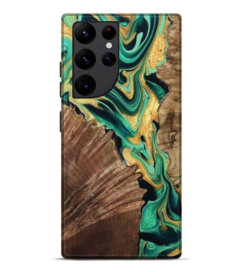 Galaxy S22 Ultra Wood Live Edge Phone Case - Dayana (Green, 799709)