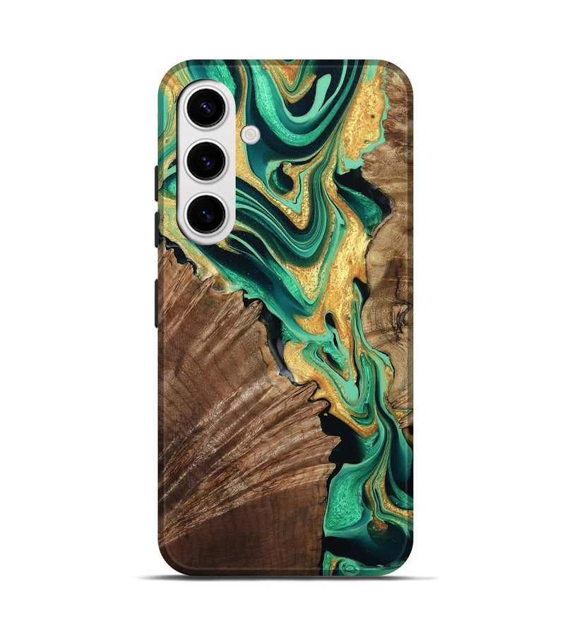 Galaxy S25 Wood Live Edge Phone Case - Dayana (Green, 799709)