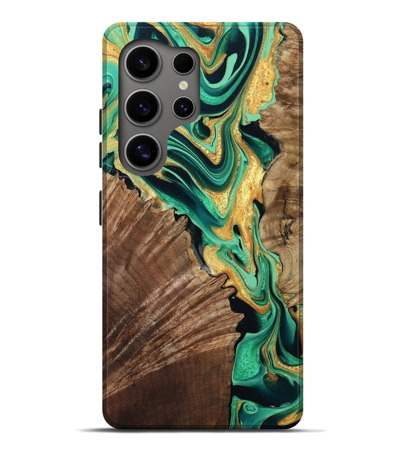 Galaxy S25 Ultra Wood Live Edge Phone Case - Dayana (Green, 799709)