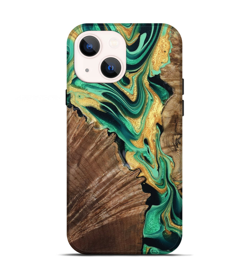 iPhone 13 Wood Live Edge Phone Case - Dayana (Green, 799709)