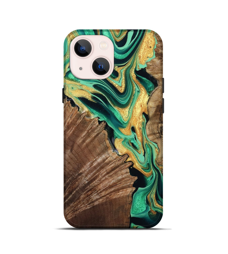 iPhone 13 mini Wood Live Edge Phone Case - Dayana (Green, 799709)