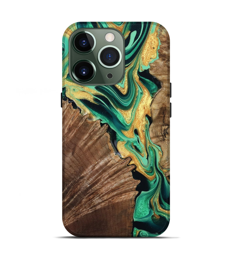 iPhone 13 Pro Wood Live Edge Phone Case - Dayana (Green, 799709)
